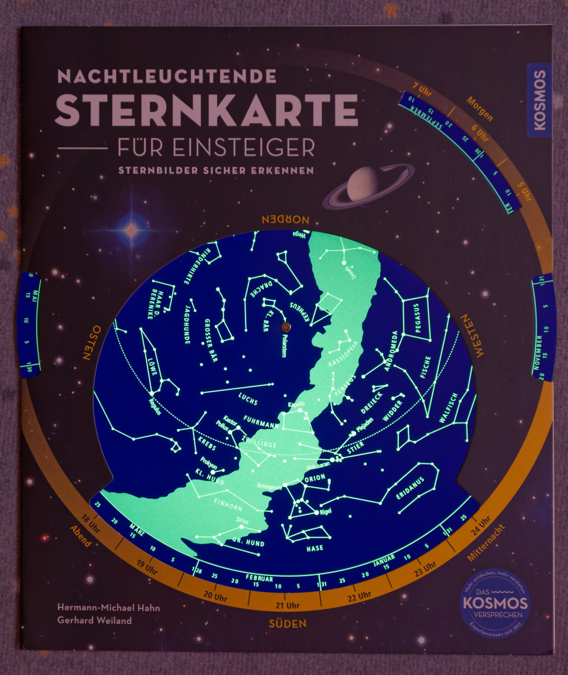 Vorderseite der Sternkarte in der Nacht